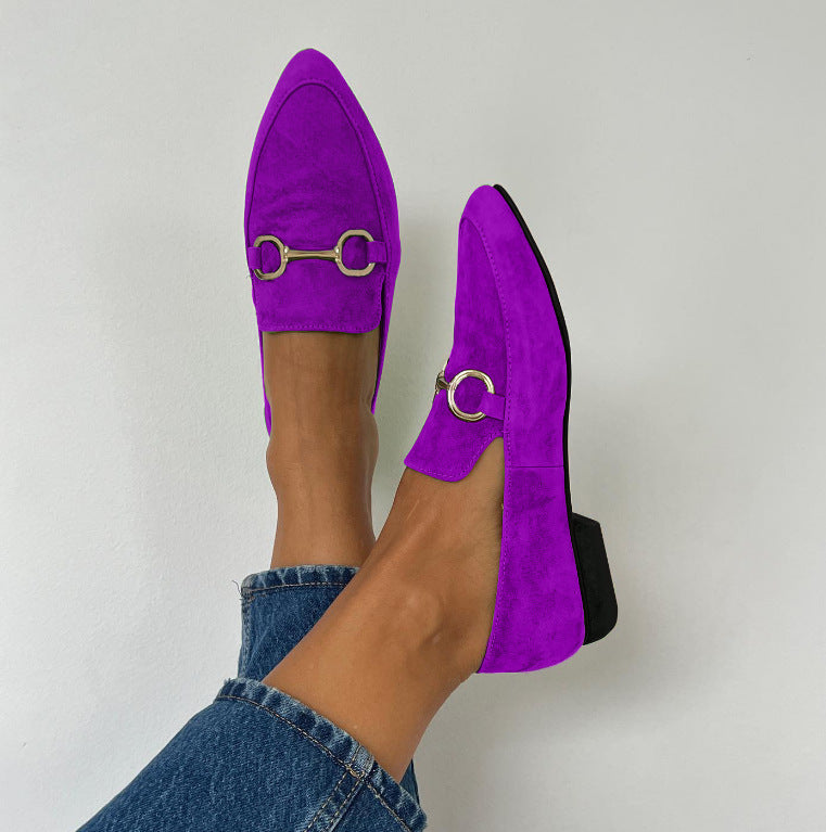 Female Creative Pointed Shallow Mouth Buckle Casual Single Shoe