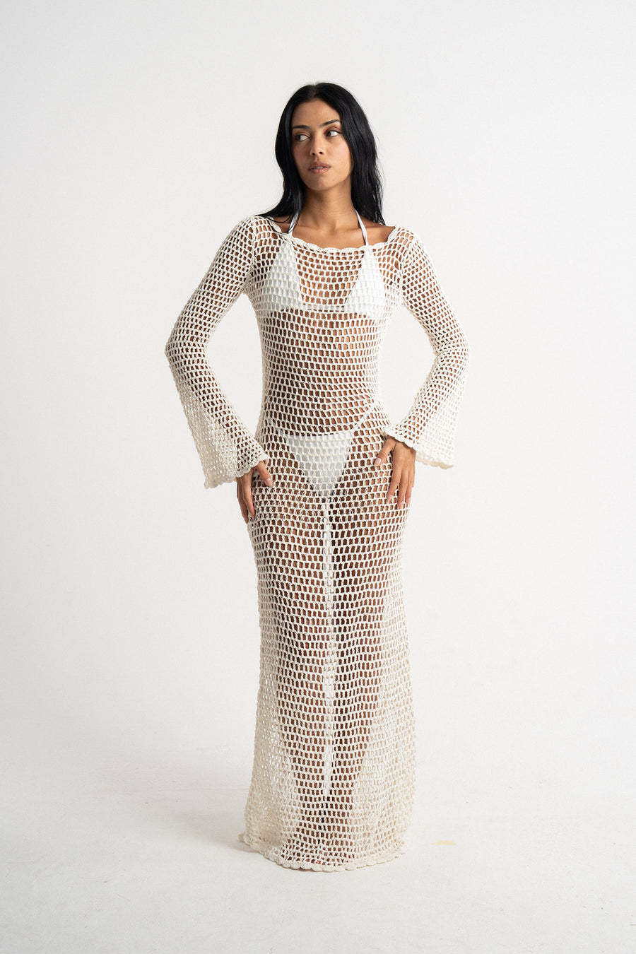 Women's Sun Protective Blouse Knitted Beach Hollow Dress