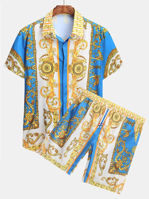 Men's 3D Digital Printing Fashion Shirt Slim-fit Short-sleeved Shirt