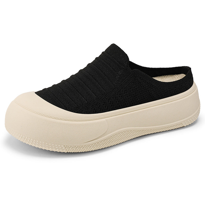 Outer Wear Closed-toe Slippers Solid Color Low Cut Elevator Shoes