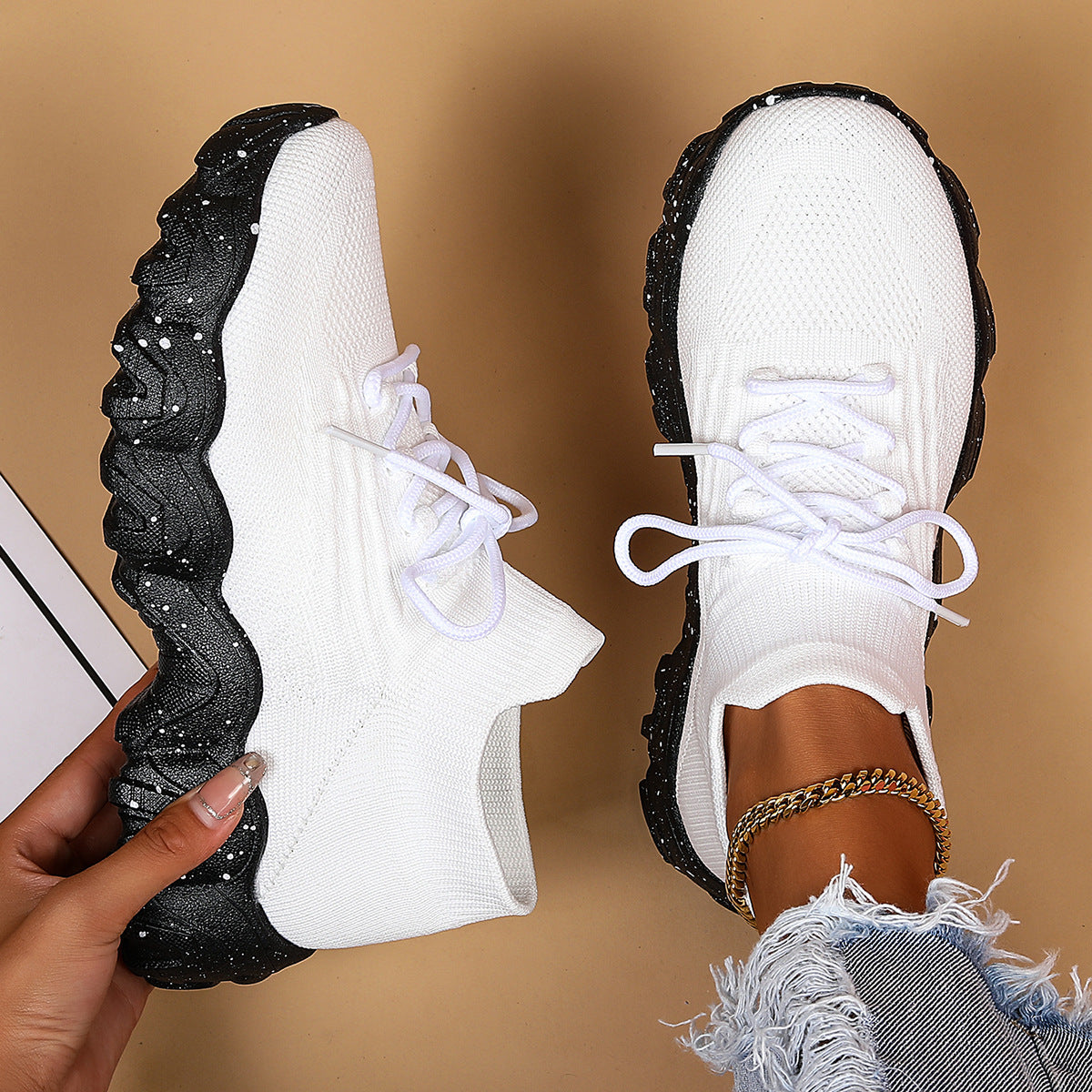 Plus Size Women's Sports Shoes Breathable Fly-knit Socks Shoes