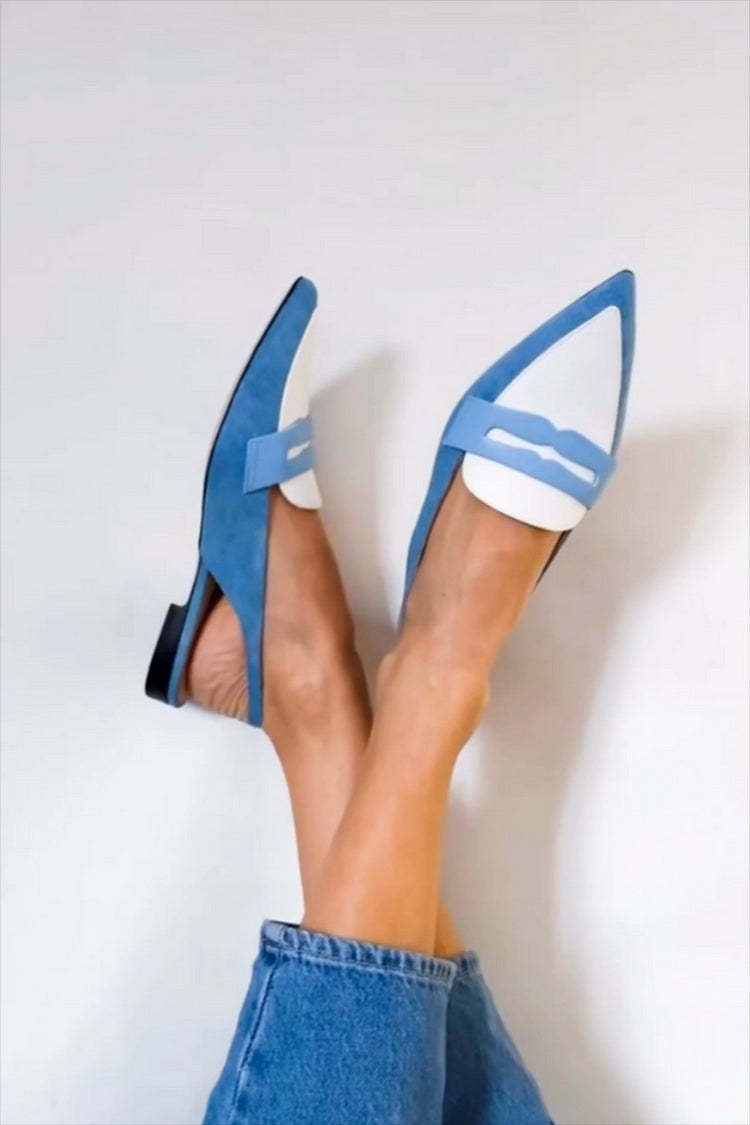 Pumps Pointed Flat Color Low Square Heel Plus Size Women