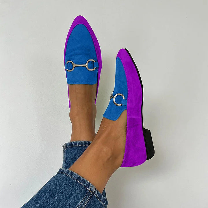 Female Creative Pointed Shallow Mouth Buckle Casual Single Shoe