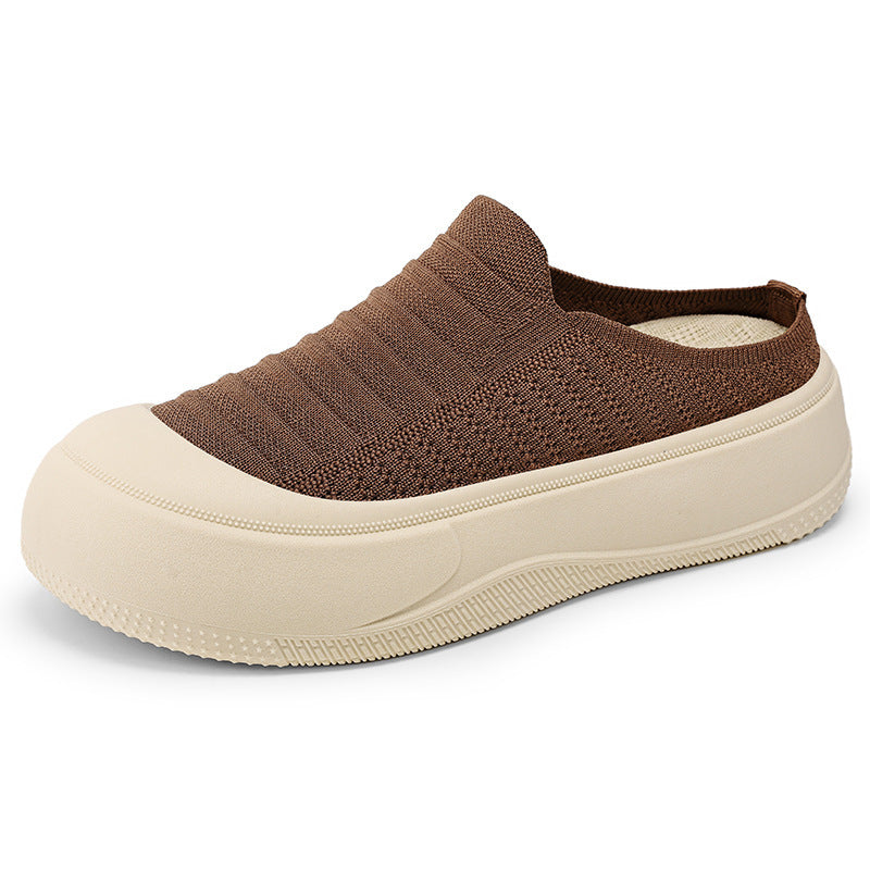 Outer Wear Closed-toe Slippers Solid Color Low Cut Elevator Shoes