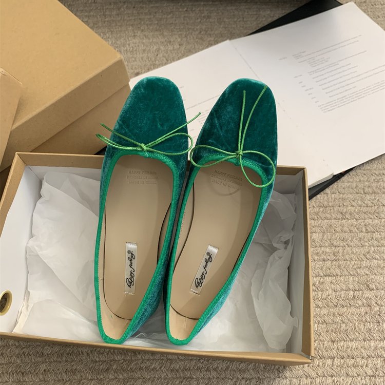 Women's Bow Solid Color French Flat Low-cut Shoes