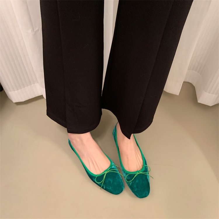 Women's Bow Solid Color French Flat Low-cut Shoes