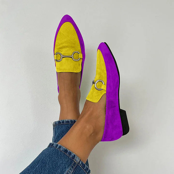 Female Creative Pointed Shallow Mouth Buckle Casual Single Shoe