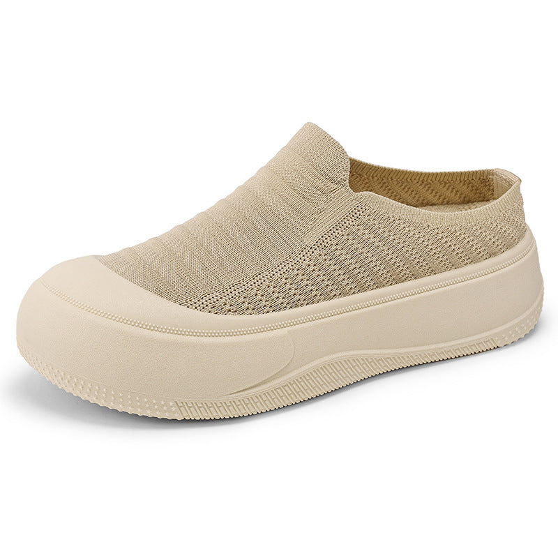 Outer Wear Closed-toe Slippers Solid Color Low Cut Elevator Shoes