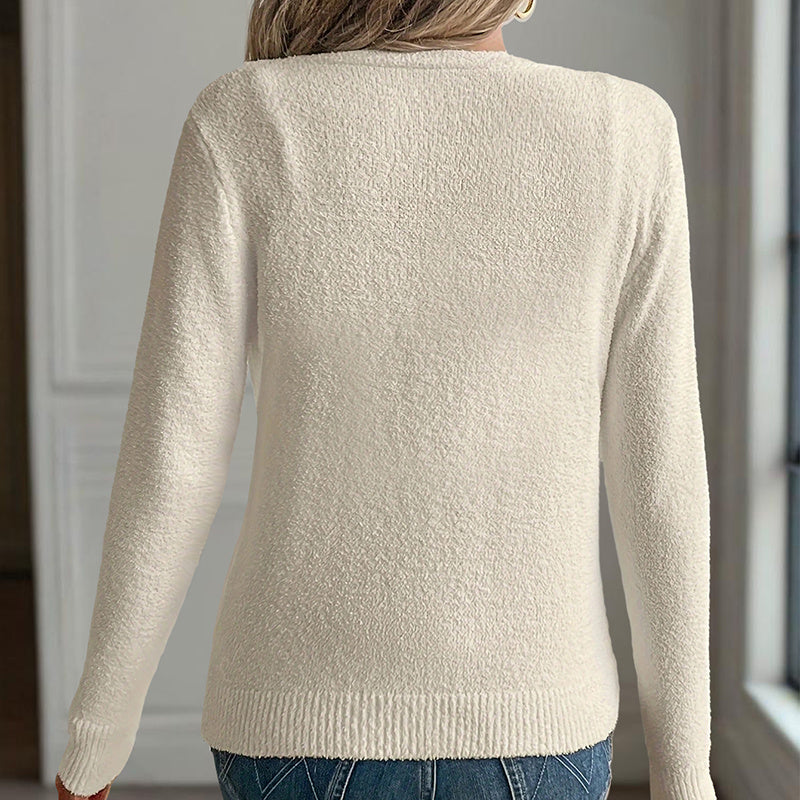 Women's V-Neck Button Front Long Sleeve Knit Cardigan For Spring & Fall Elegant For Casual Wear