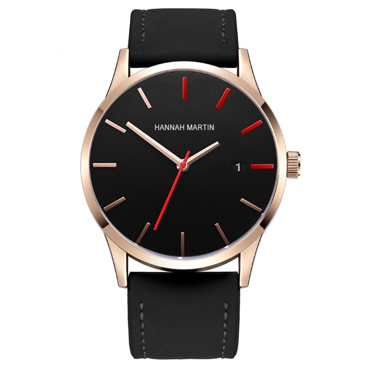 Amazon wish cross-border authorized men's watch IP plating large dial matte belt calendar new wrist watch