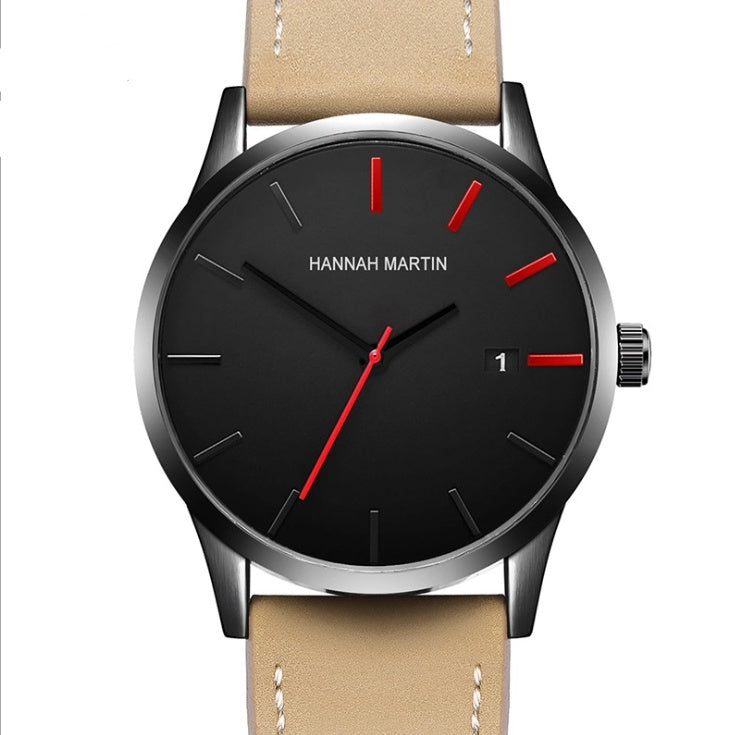 Amazon wish cross-border authorized men's watch IP plating large dial matte belt calendar new wrist watch