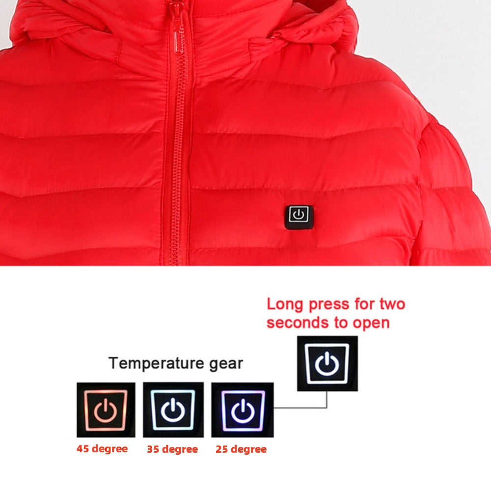 Winter Heated Jacket USB Electric Cotton Coat Zip-up Heater Thermal Clothing Heating Vest