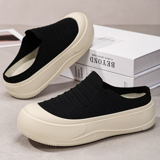 Outer Wear Closed-toe Slippers Solid Color Low Cut Elevator Shoes