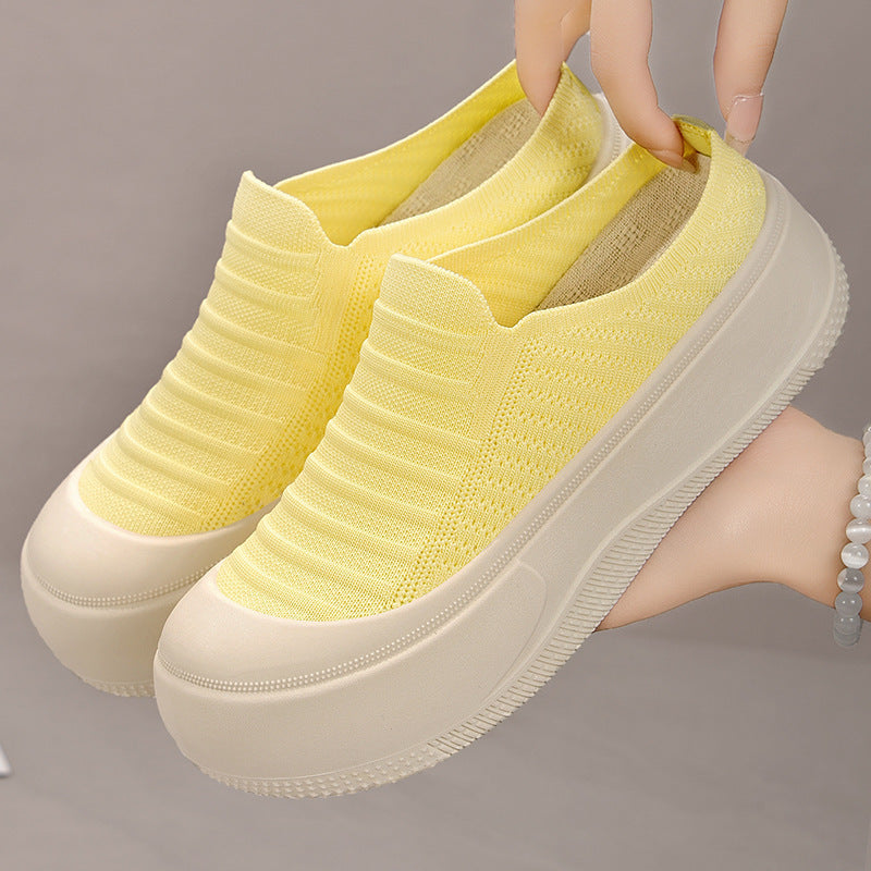 Outer Wear Closed-toe Slippers Solid Color Low Cut Elevator Shoes