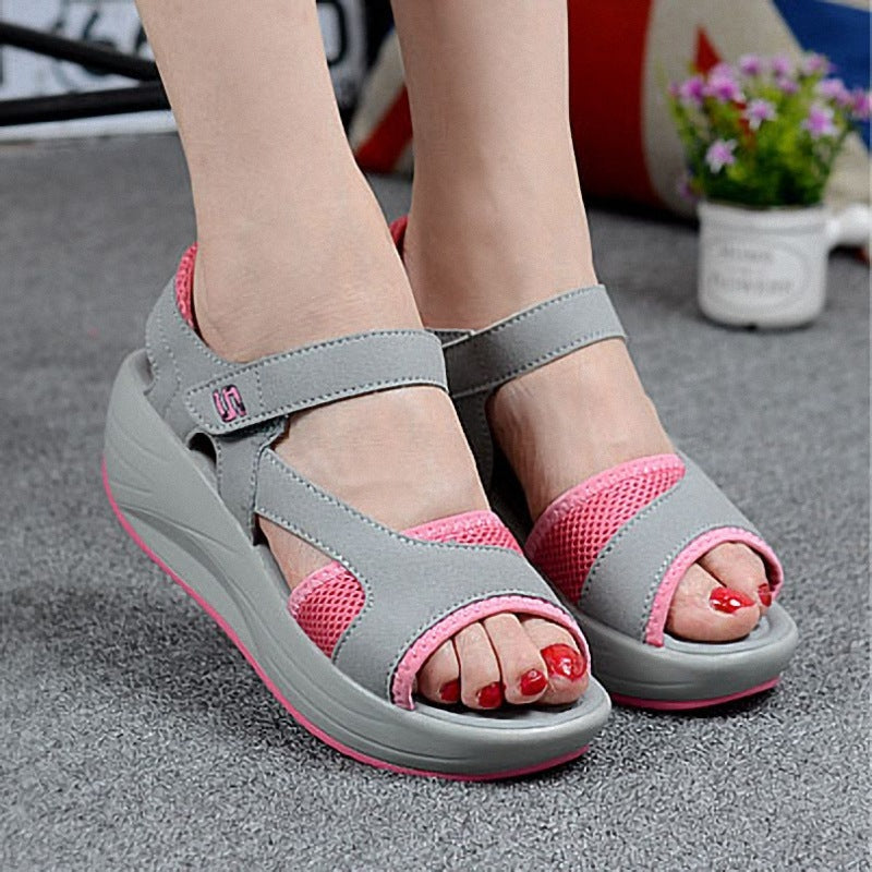 2021 new summer ladies shoes shoes with thick soles muffin shake slope ladies fish mouth breathable lady sandals