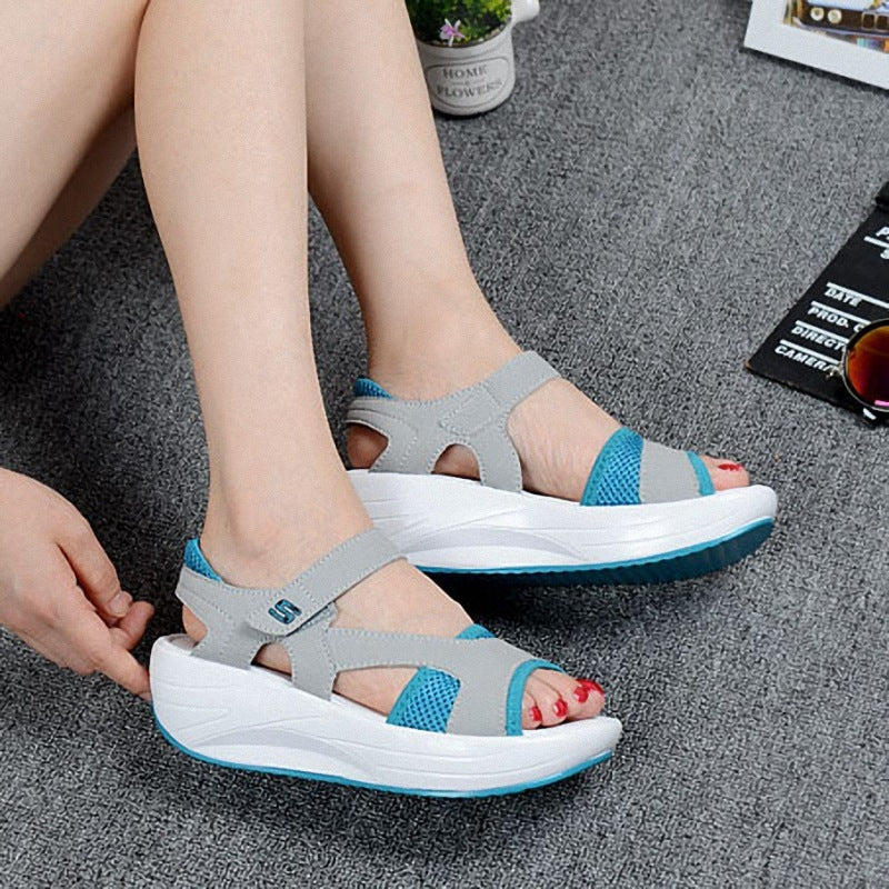 2021 new summer ladies shoes shoes with thick soles muffin shake slope ladies fish mouth breathable lady sandals