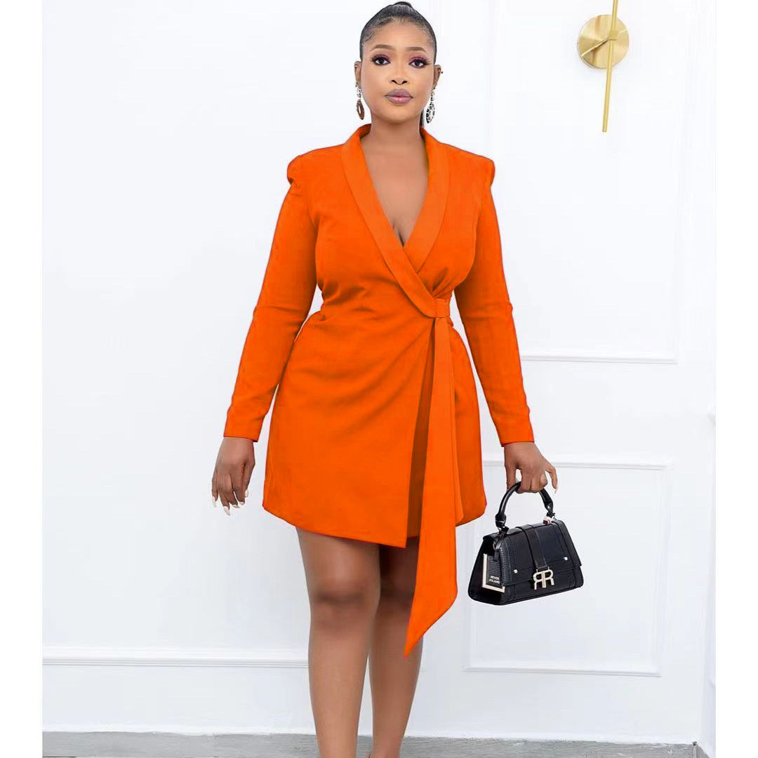 Office Slim-fit Tie Suit Skirt Plus Size Cross-border Dress