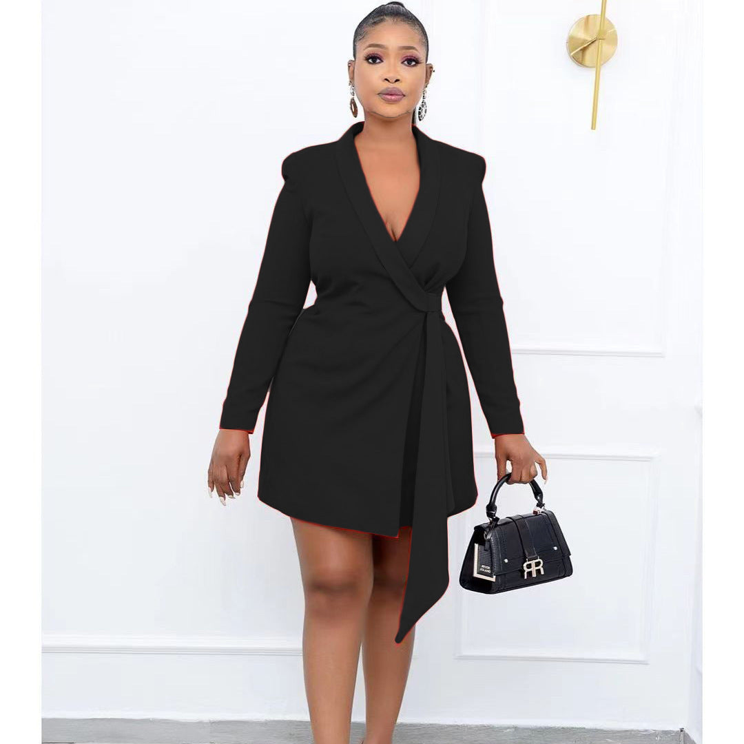 Office Slim-fit Tie Suit Skirt Plus Size Cross-border Dress