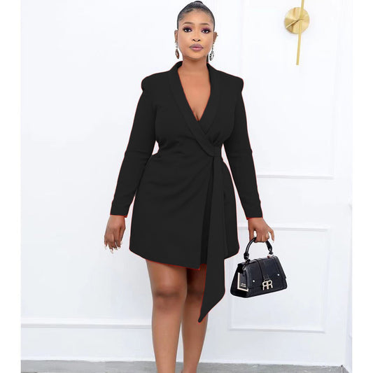 Office Slim-fit Tie Suit Skirt Plus Size Cross-border Dress