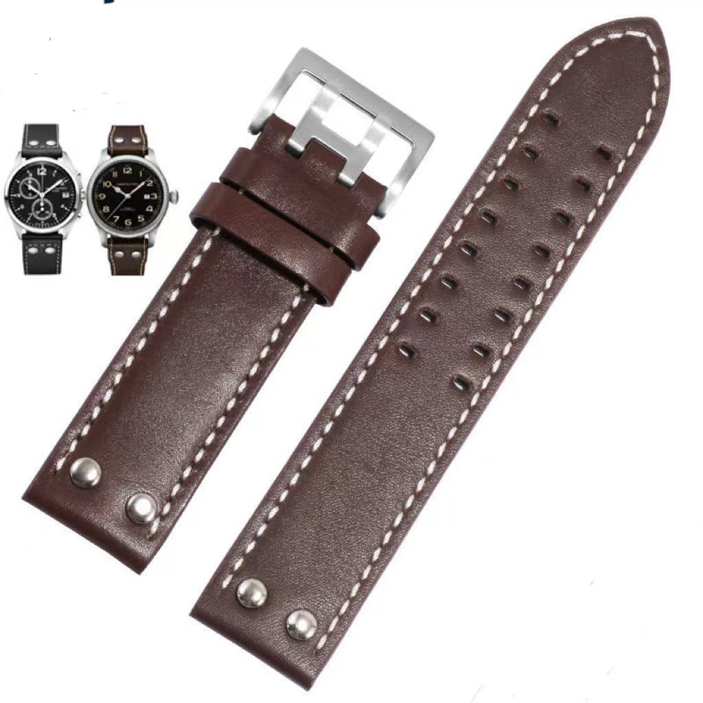 Suitable For Khaki Field First Layer Cowhide Watch Strap 22 Mm20mm