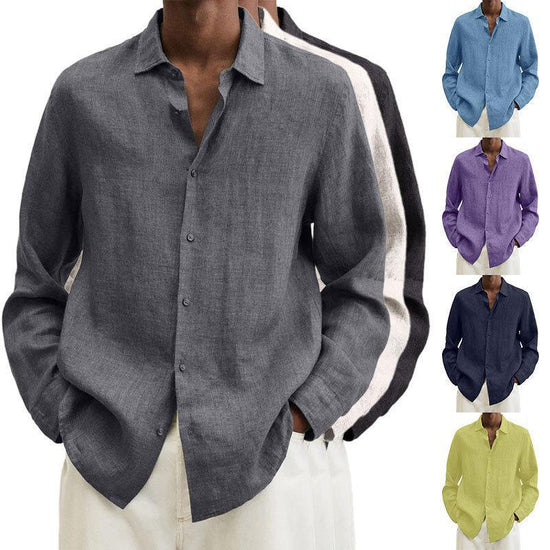 Long Sleeve Lapel Shirt Men&