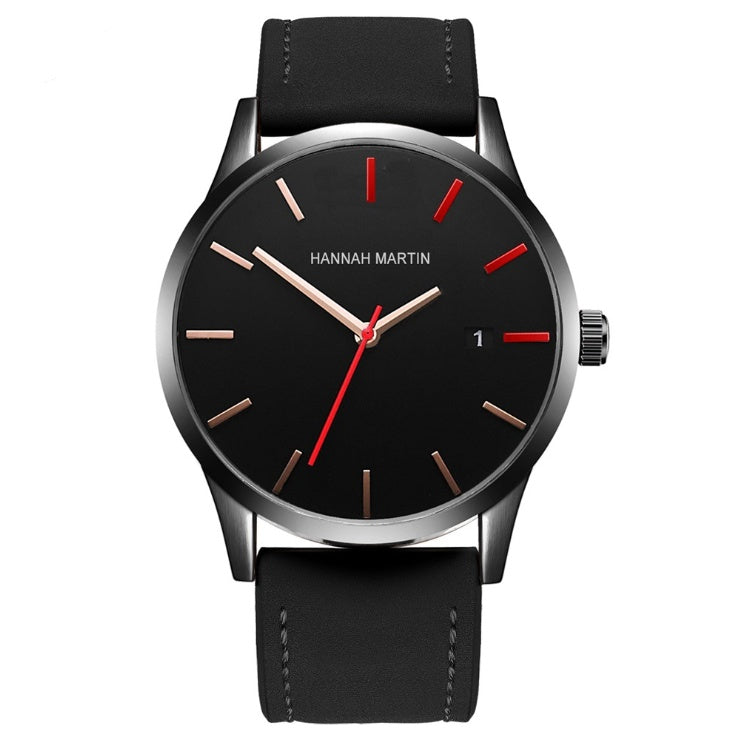 Amazon wish cross-border authorized men's watch IP plating large dial matte belt calendar new wrist watch