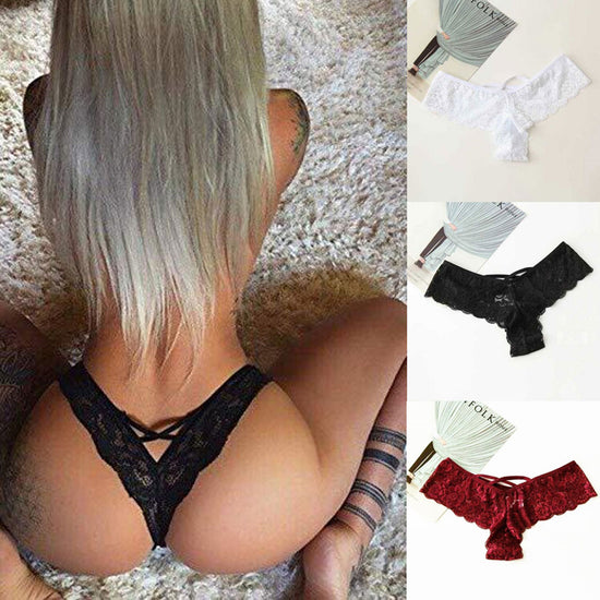 Thong Sexy Lingerie Ladies Underwear Seamless Lace Panties Bikini Panties Thong Panties Briefs Tan a Women&
