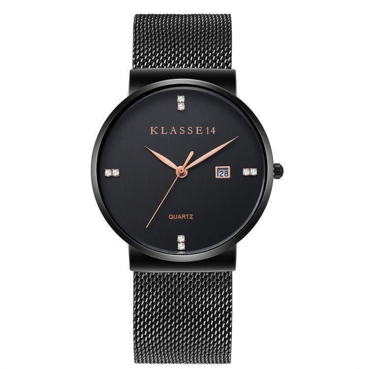 Ultra-thin diamond scale simple business men's sports quartz mesh with waterproof watch