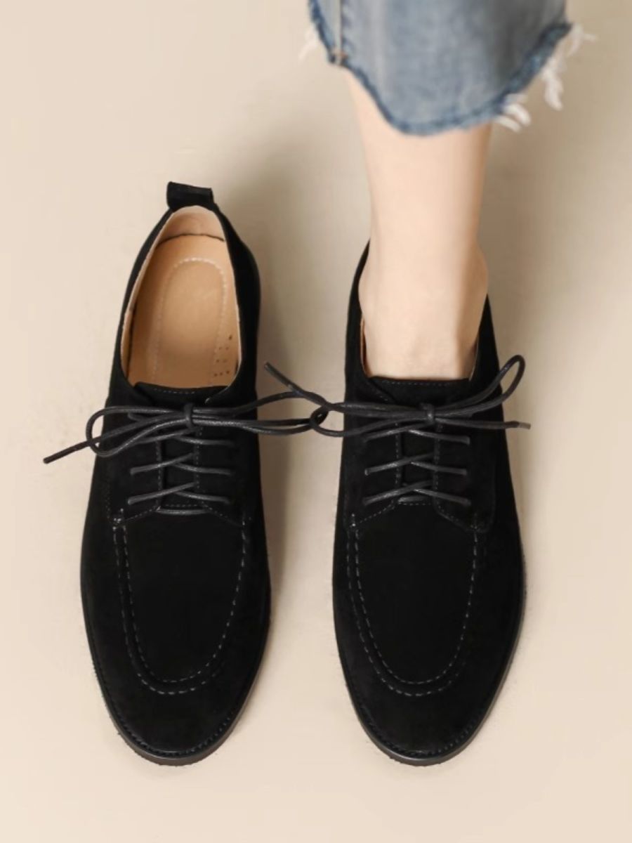 Retro Loafers Lace-up Deep Mouth Pumps Women