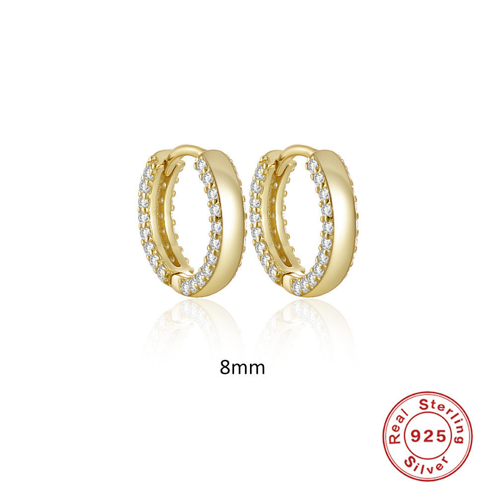 S925 Sterling Silver Classic Double Row Diamond Ear Ring