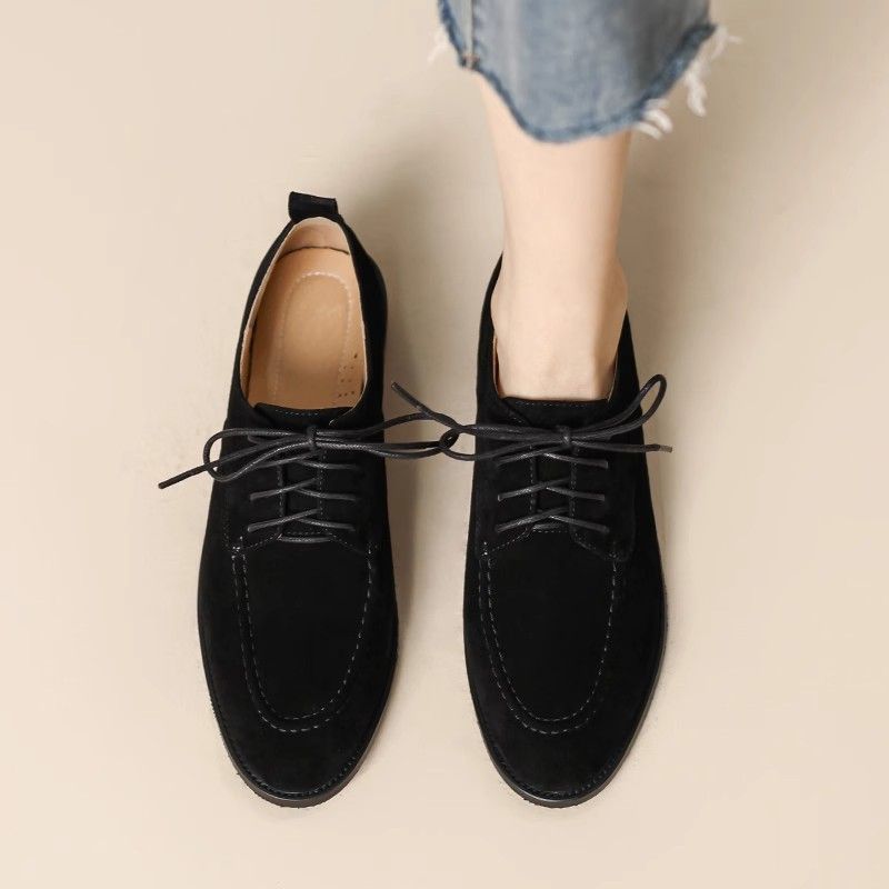 Retro Loafers Lace-up Deep Mouth Pumps Women