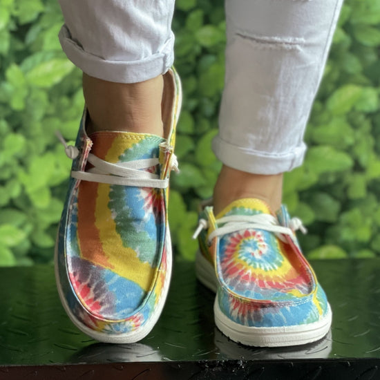 Spring Color Tie-dye Series Plus Size Boat Shoes