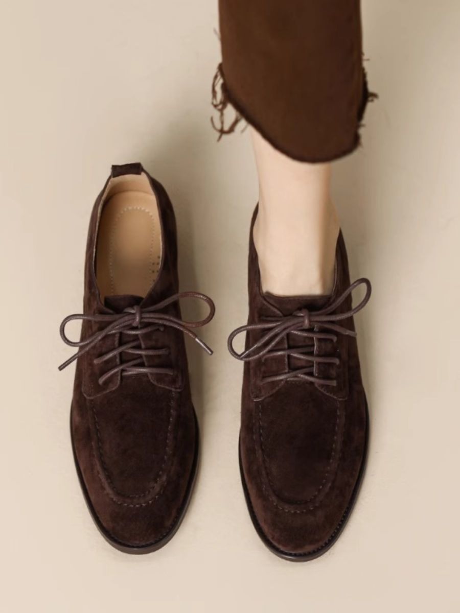 Retro Loafers Lace-up Deep Mouth Pumps Women