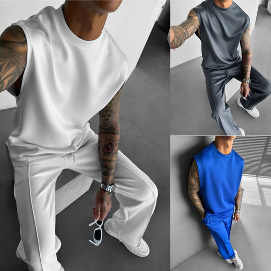 Summer New Men's Trousers Vest Suit