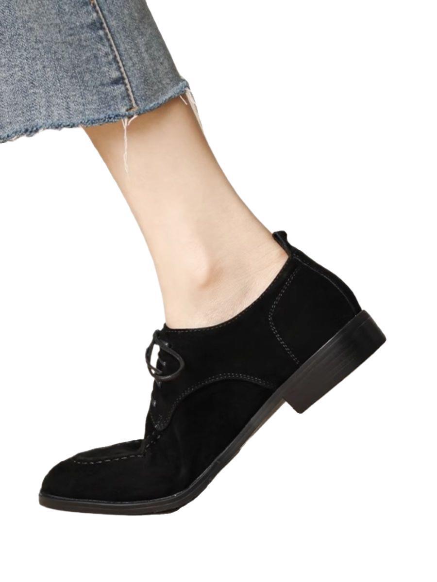 Retro Loafers Lace-up Deep Mouth Pumps Women