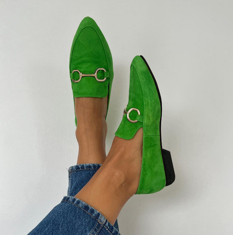 Female Creative Pointed Shallow Mouth Buckle Casual Single Shoe