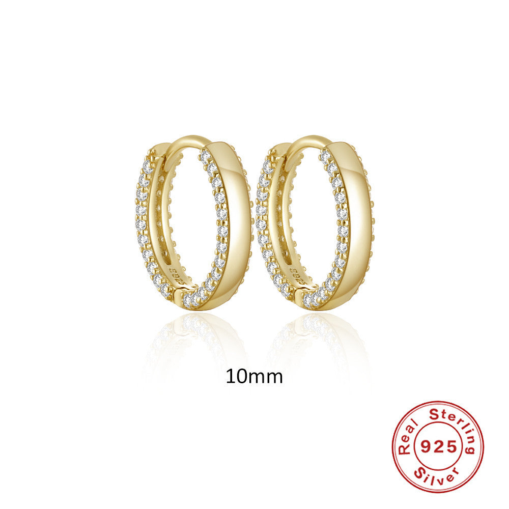 S925 Sterling Silver Classic Double Row Diamond Ear Ring