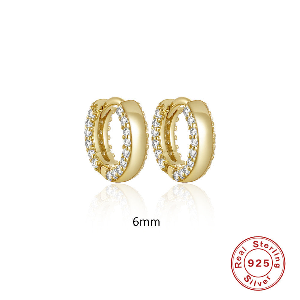 S925 Sterling Silver Classic Double Row Diamond Ear Ring