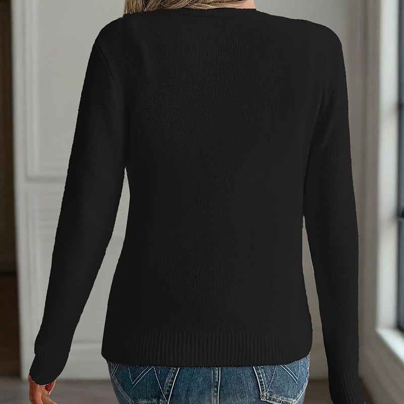 Women's V-Neck Button Front Long Sleeve Knit Cardigan For Spring & Fall Elegant For Casual Wear