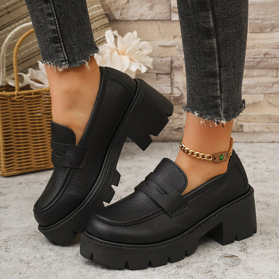 All-Match Platform Leather Shoes One Pedal Shoes
