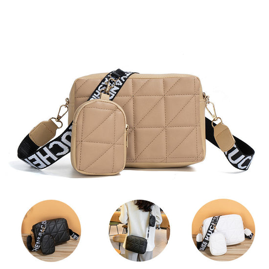 2Pcs Rhombus Shoulder Bag With Wallet Letter Print.