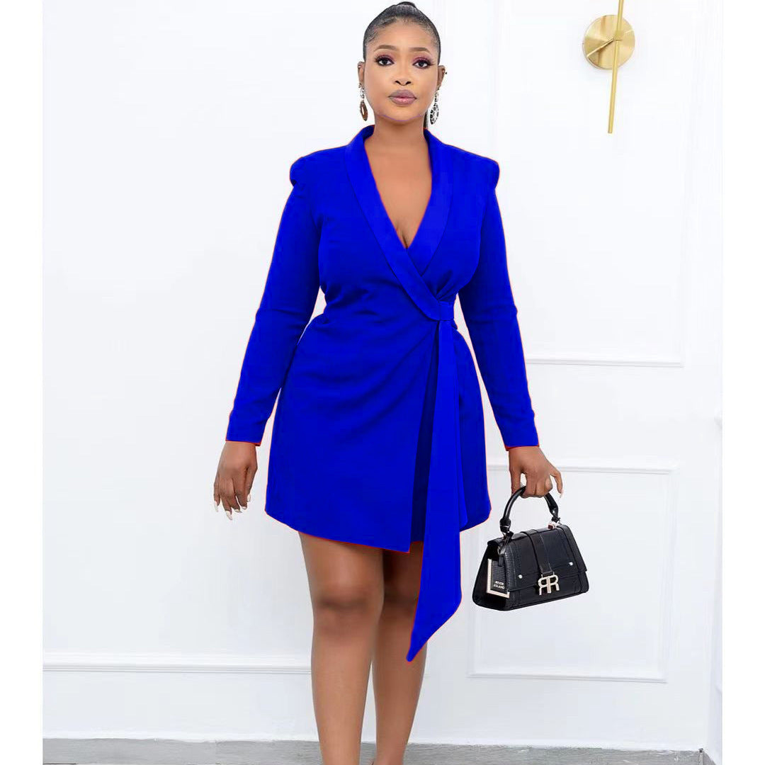 Office Slim-fit Tie Suit Skirt Plus Size Cross-border Dress